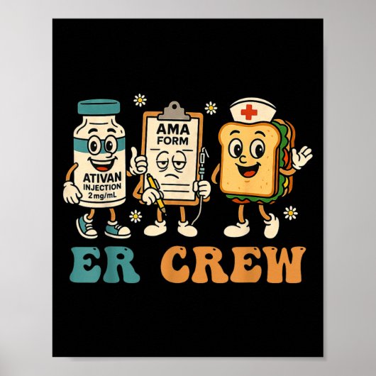 Poster Retro Er Crew Emergency Room Funny Er Ed Nurse Tec (Devant)