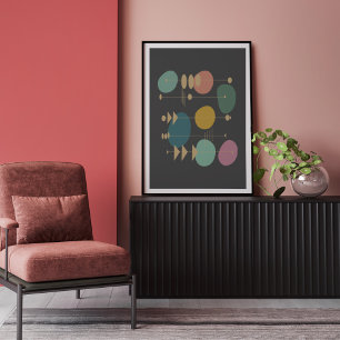 Poster Retro Espace Atmosphérique Moyen Siècle Moderne