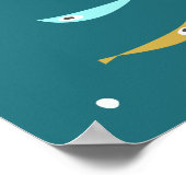 Poster Rétro Été Vagues Océaniques Mi-Siècle Moderne (Coin)