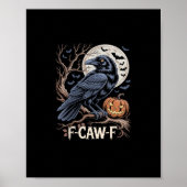 Poster Retro F-Caw-F Bird Crow Funny Crow Bird Cawing Gru (Devant)