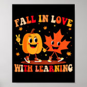 Poster Retro Fall In Love With Learning Autumn Pumpkin Te (Devant)