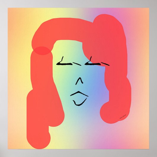 Poster Rétro Femme Avec Cheveux Rouge (Devant)