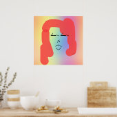 Poster Rétro Femme Avec Cheveux Rouge (Cuisine)