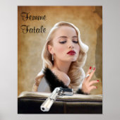 Poster Retro Femme Fatale Diva - Fumer et les armes à feu (Devant)