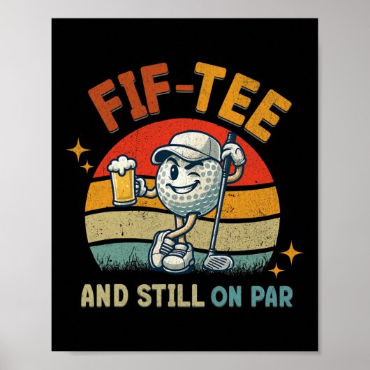 Poster Retro Fif Tee Golf Birthday Party 50th Birthday Go (Devant)