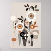 Poster Retro Floral Mid Century Art Moderne Imprimé Mur (Devant)