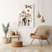 Poster Retro Floral Mid Century Art Moderne Imprimé Mur