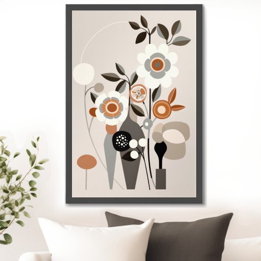 Poster Retro Floral Mid Century Art Moderne Imprimé Mur