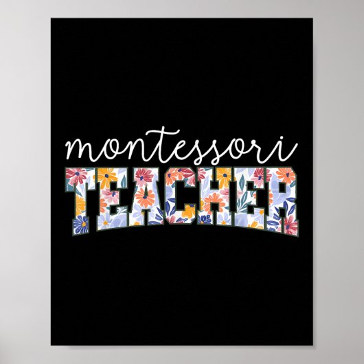 Poster Retro Floral Montessori Teacher Instructor Educato (Devant)