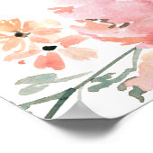 Poster Retro Floral Pink Girl Baby Shower Welcome Sign (Coin)