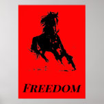 Poster Retro Freedom Red Black Pop Art Runse Horse<br><div class="desc">Black Red Pop Art Runse Horse Silhouette / Digital Animal / Cheval Art - Cheval Head Artwork</div>