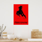Poster Retro Freedom Red Black Pop Art Runse Horse (Cuisine)