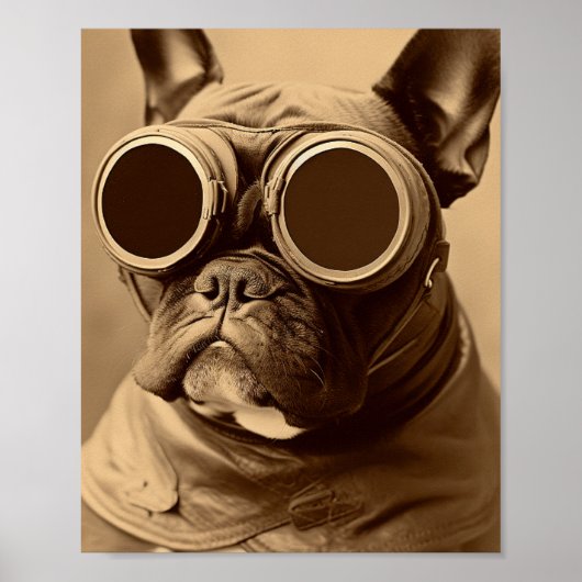 Poster Retro Frenchie Sepia (Devant)