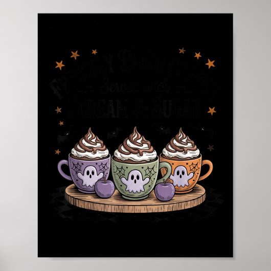 Poster Retro Freshly Boo'd Coffee Lovers Boujee Ghost Hal (Devant)