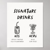Poster Retro Fun Son et ses Signature Boissons Mariage (Devant)