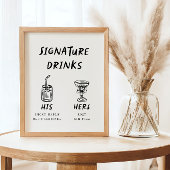 Poster Retro Fun Son et ses Signature Boissons Mariage