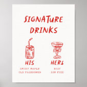 Poster Retro Fun Son et ses Signature Boissons Mariage (Devant)
