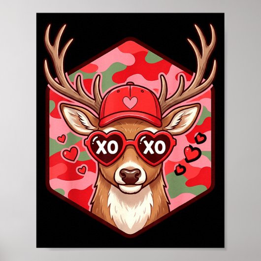 Poster Retro Funny Boys Valentines Day Hunting Deer Camo (Devant)