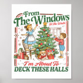 Poster Retro Funny Christmas Holiday From The Windows To (Devant)