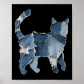 Poster Retro Funny Denim Patch Animal Chat Imprimer (Devant)