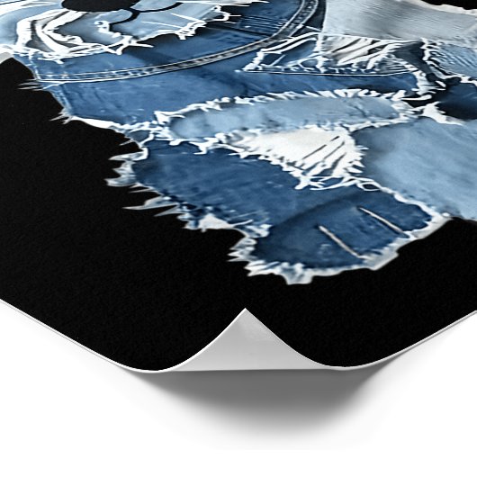 Poster Retro Funny Denim Patch Animal Chien Imprimer (Coin)