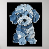Poster Retro Funny Denim Patch Animal Chien Imprimer (Devant)