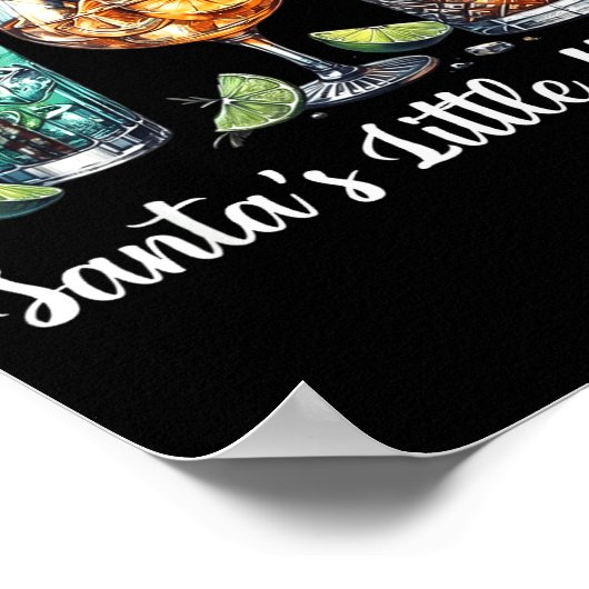 Poster Retro Funny Santa's Little Helper Martini Merry Ch (Coin)