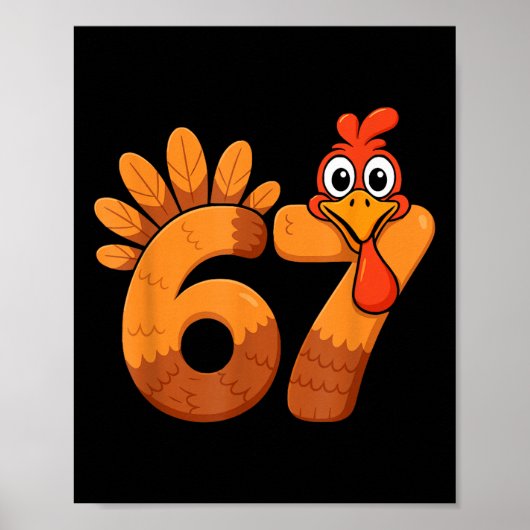 Poster Retro Funny Six Seven 6 7 Meme Thanksgiving Turkey (Devant)