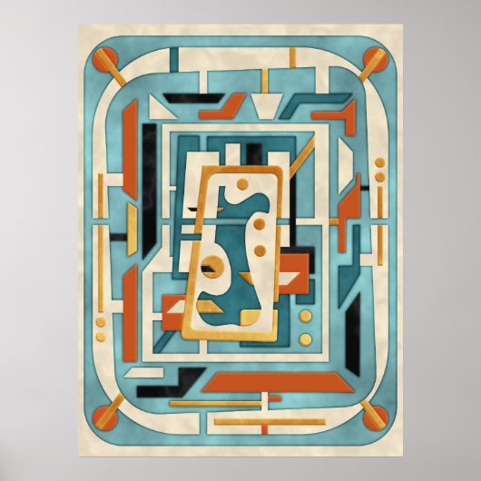 Poster Rétro Futuriste Moderne du Milieu du Siècle (Devant)