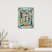 Poster Rétro Futuriste Moderne du Milieu du Siècle  (Cuisine)