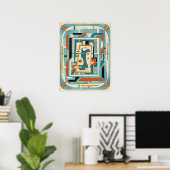 Poster Rétro Futuriste Moderne du Milieu du Siècle  (Bureau à domicile)