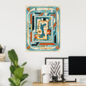 Poster Rétro Futuriste Moderne du Milieu du Siècle (Bureau à domicile)
