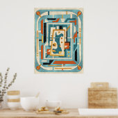 Poster Rétro Futuriste Moderne du Milieu du Siècle (Cuisine)