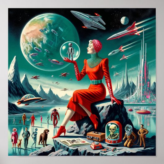 Poster Retro Futuristic Illustration (Devant)