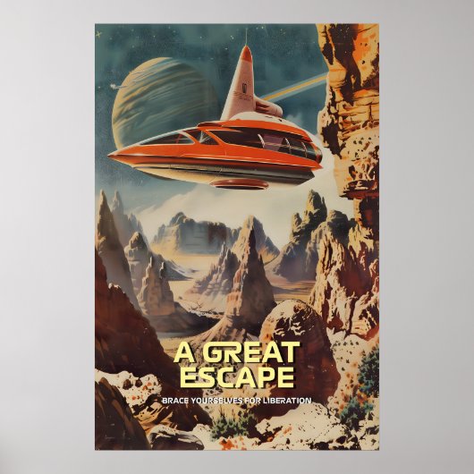 Poster Retro-Futuristic Space Travel Art Print Alien (Devant)