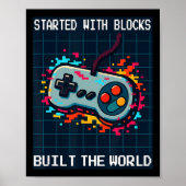 Poster Retro Gamer Design For Men Started With Blocks Bui (Devant)