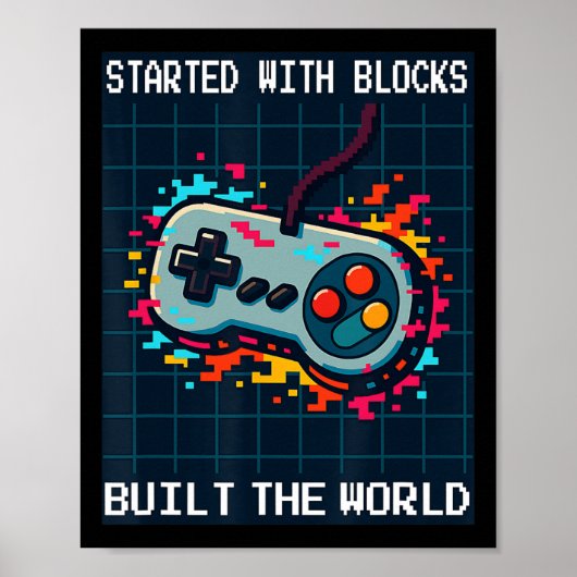 Poster Retro Gamer Design For Men Started With Blocks Bui (Devant)