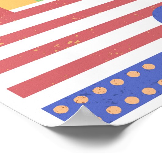 Poster Retro Geometric Floral Block (Coin)