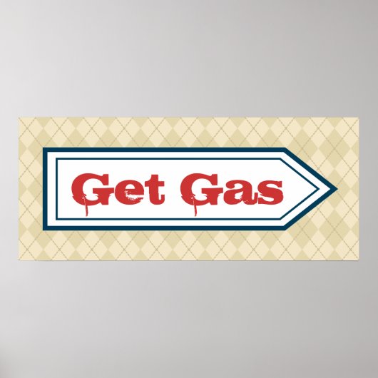 Poster Retro Get Gas Diner Gare Station Panneau Art (Devant)