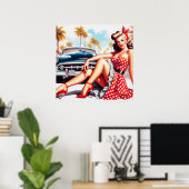 Poster Retro Girl Classic Pin Up (Bureau à domicile)