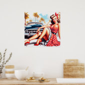 Poster Retro Girl Classic Pin Up (Cuisine)