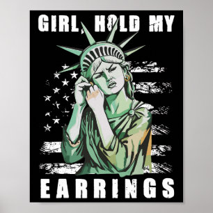 Poster Retro Girl tient mes oreilles Anti-trump Politique