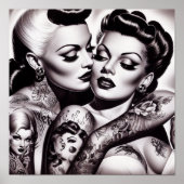Poster Retro Glam Tattoo Girls (Devant)