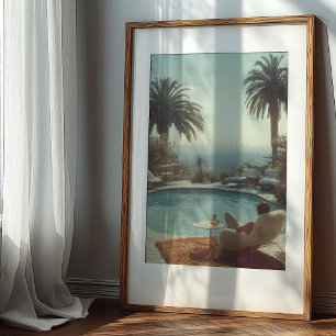 Poster Retro Glamor : Cocktails au bord de la piscine Los