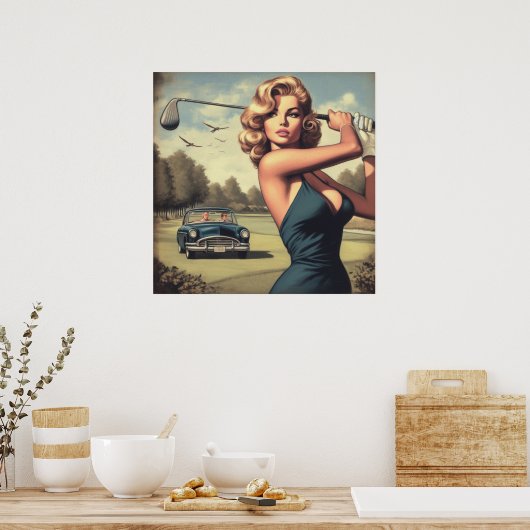 Poster Retro Golf Girl (Cuisine)