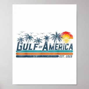 Poster Retro Golfe De Usa Amérique Est 2025 Golfe Mexique