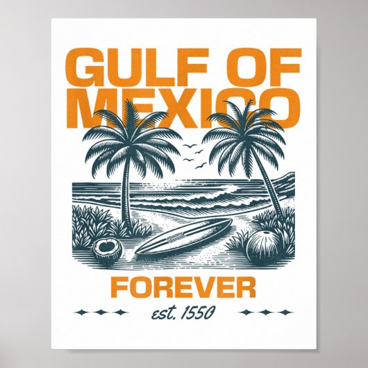 Poster Retro Golfe Du Mexique Est 1550 Forever Beach Golf (Devant)