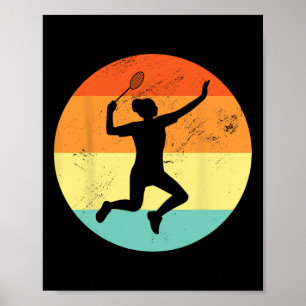 Poster Retro Graphic Badminton Player Shuttle Player Spor