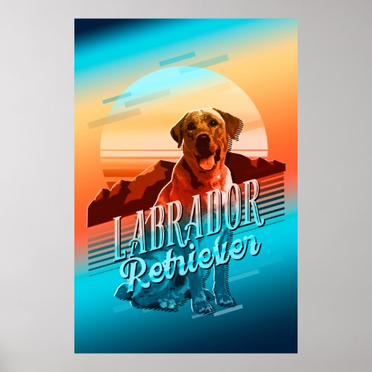 Poster Retro Graphic Labrador Retriever Multi-Color ID754 (Devant)