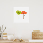 Poster Retro Green Orange Trees (Cuisine)